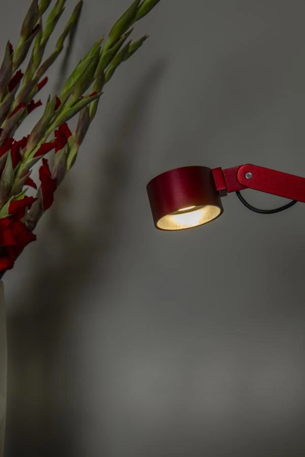 Lucide Premium OGDEN - Lampe de bureau - LED 3 StepDim - 1x7W 3000K - Rouge - ambiance 2